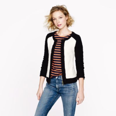 Boucl&eacute; jacket in colorblock
