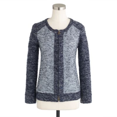 Boucl&eacute; jacket in indigo colorblock