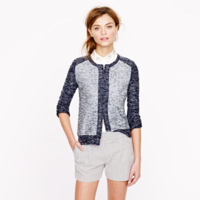 Boucl&eacute; jacket in indigo colorblock