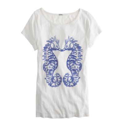 Vintage cotton tee in sea horse