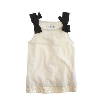Girls' sequin-hem bow tank