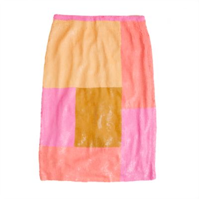 Collection sequin patchwork pencil skirt