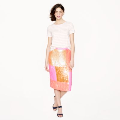 Collection sequin patchwork pencil skirt