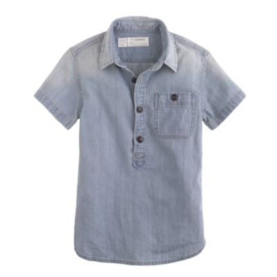 Boys' short-sleeve vintage chambray popover