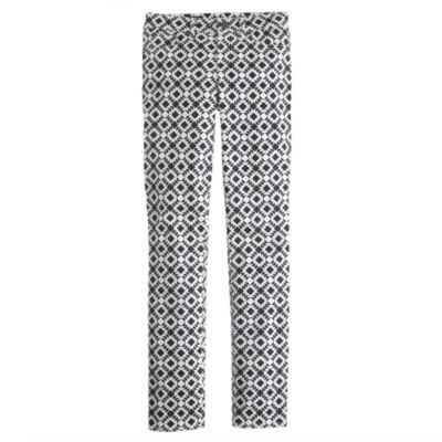 Toothpick jean in geometric print