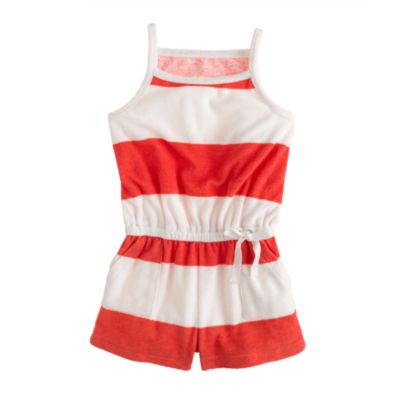 Girls' terry romper in stripe