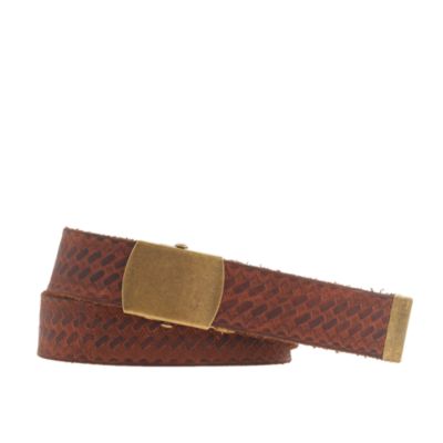 Leather basket-weave belt