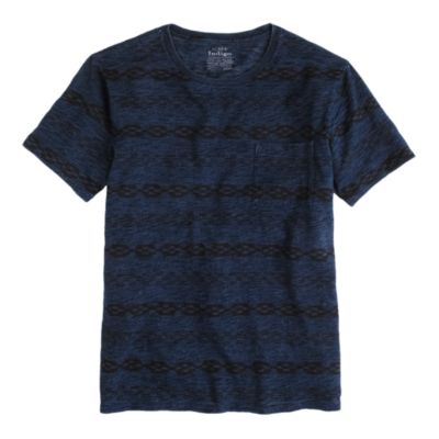 Indigo tee in double stripe ikat