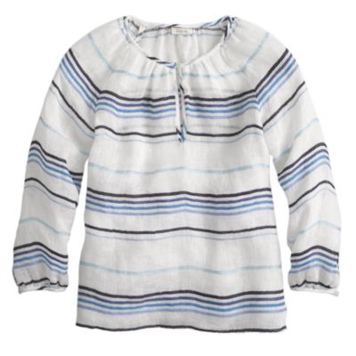 Stripe linen peasant top