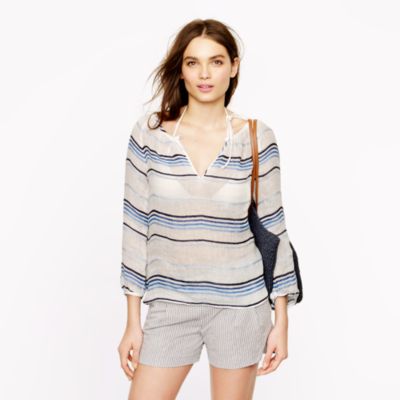 Stripe linen peasant top