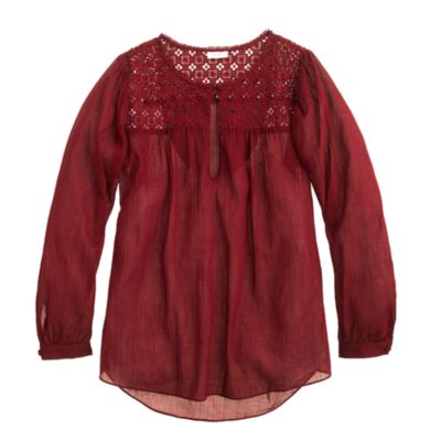 Embroidered gauze top
