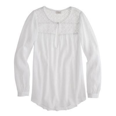 Embroidered gauze top