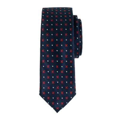 Silk tie in navy foulard