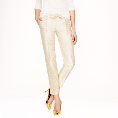 Collection drawstring caf&eacute; capri in jacquard dot