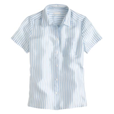 Striped silk short-sleeve shirt