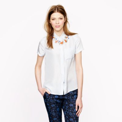Striped silk short-sleeve shirt