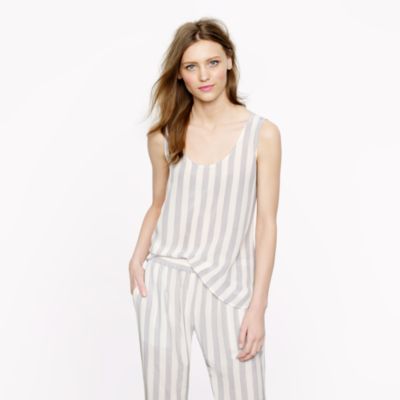 Silk crepe stripe tank