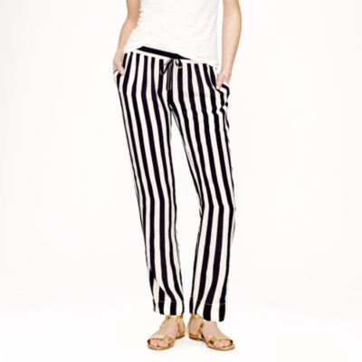 Silk crepe stripe pant