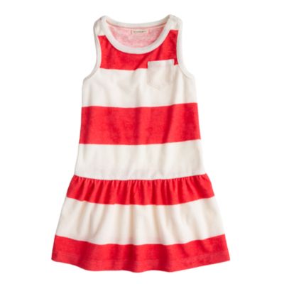 Girls' sleeveless terry dress in stripe