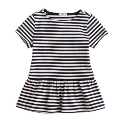 Girls' short-sleeve peplum tee in stripe