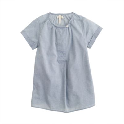 Girls' button tunic in chambray
