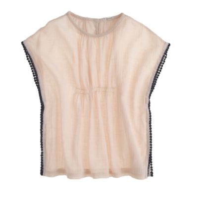 Girls' whisper gauze pom-pom top