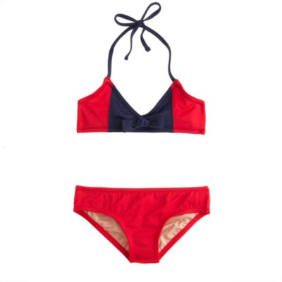 Girls' colorblock string halter bikini set