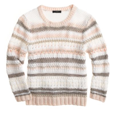 Pointelle stripe sweater