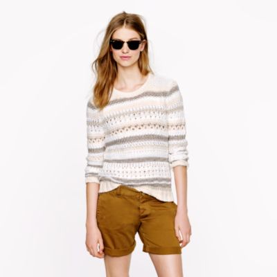 Pointelle stripe sweater