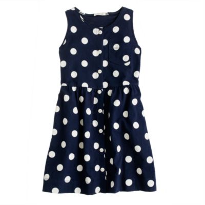 Girls' button-down polka-dot dress