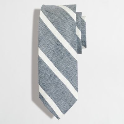 Factory cotton-linen wide-stripe tie