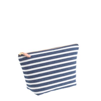 Stripe denim zip pouch
