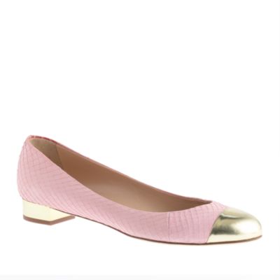 Collection Janey cap toe flats in snakeskin
