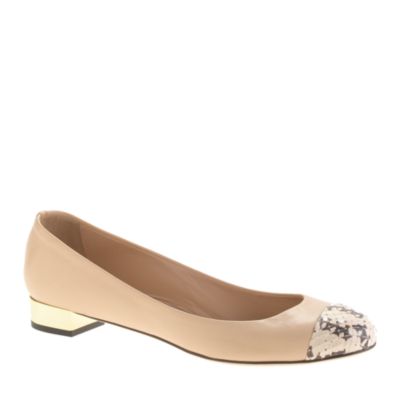Janey snakeskin cap toe flats