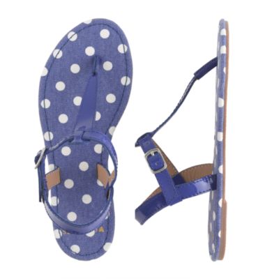 Girls' patent T-strap sandals in polka dot