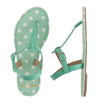 Girls' patent T-strap sandals in polka dot