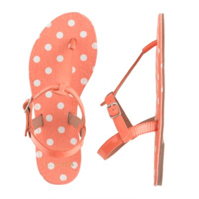 Girls' patent T-strap sandals in polka dot