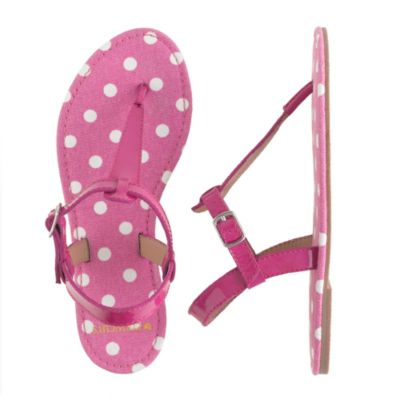 Girls' patent T-strap sandals in polka dot