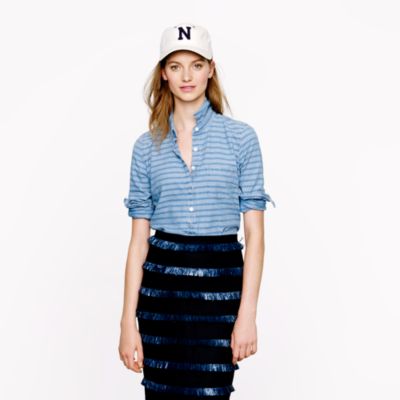Stripe chambray popover