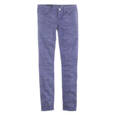 Toothpick jean in basket-weave print