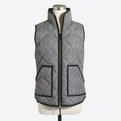 vest quilted factory puffer jcrew herringbone crew outerwear seen street novelty jcrewfactory shipping womens coats jackets printed