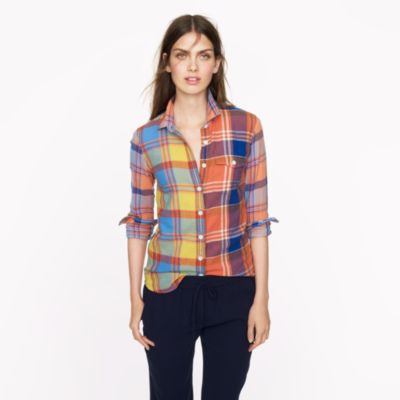 Boy shirt in orange plaid