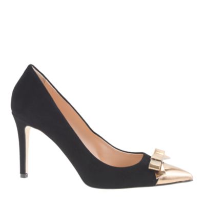 Everly cap toe pumps with patent bow