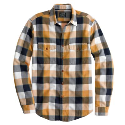 Flannel shirt in classic herringbone plaid