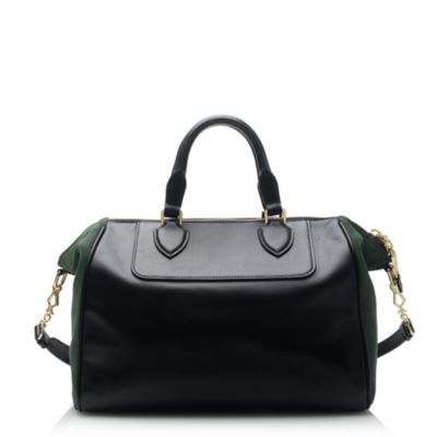 Leather and suede satchel