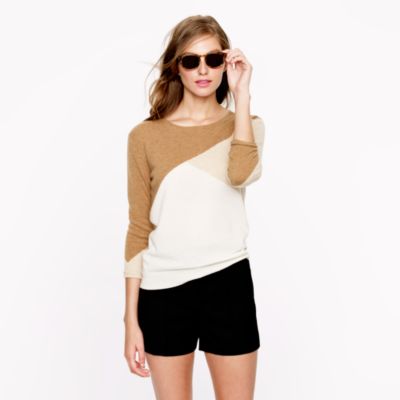 Collection cashmere button-back sweater in colorblock