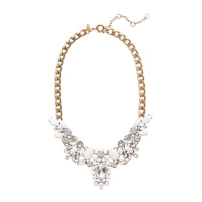 Crystal-encrusted collar necklace in white