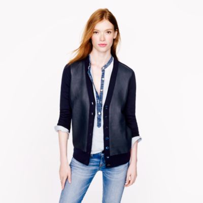 Collection leather-front merino cardigan