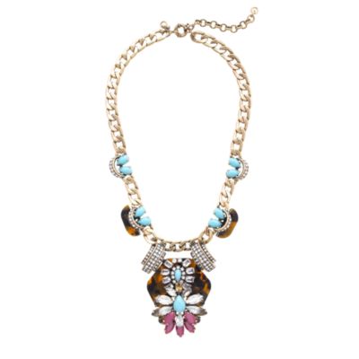 Tortoise and turquoise statement necklace