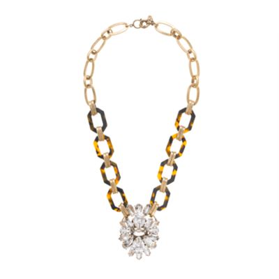 Tortoise and crystal pendant necklace